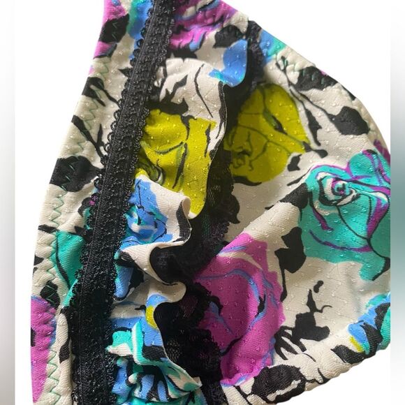 Y2K Betsey Johnson Petal Pusher Bikini Dark Floral Hipster Bottom Size Medium - Picture 11 of 12